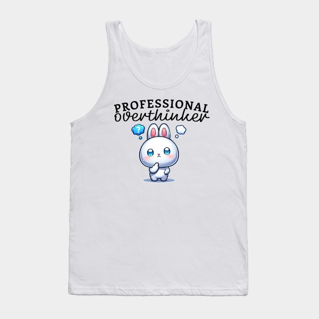 Professional overthinker featuring cute bunny Funny Anxiety Tank Top by Dezinesbyem Designs